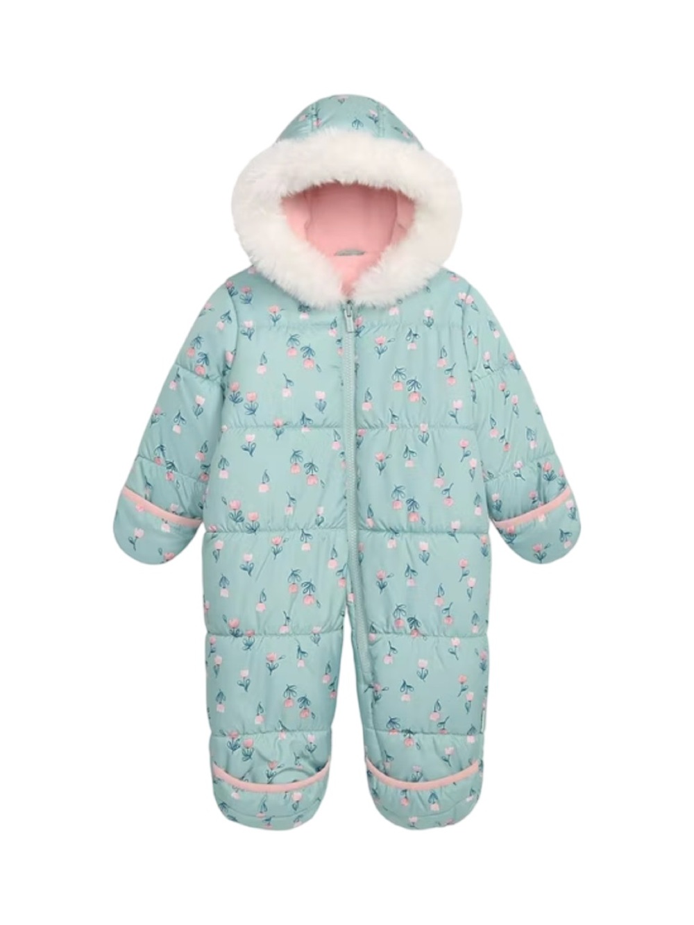 Carters Baby Girl Full Body Coverage Snowsuit Green Floral Size 18 Months NWT